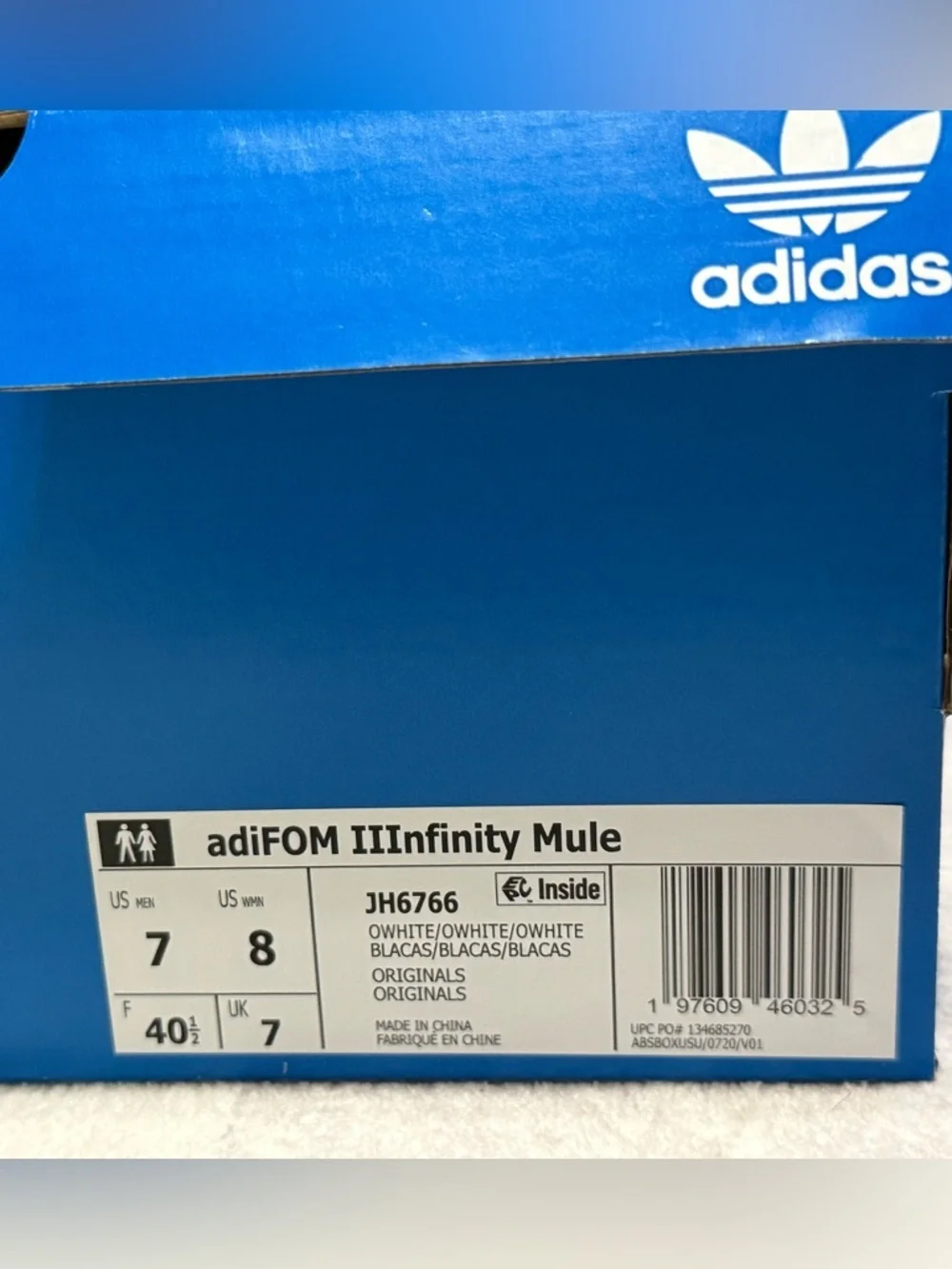 Adidas Men Adifom II Infinity Mules Size 7 Cream Slip-On Foam Clog Slides
